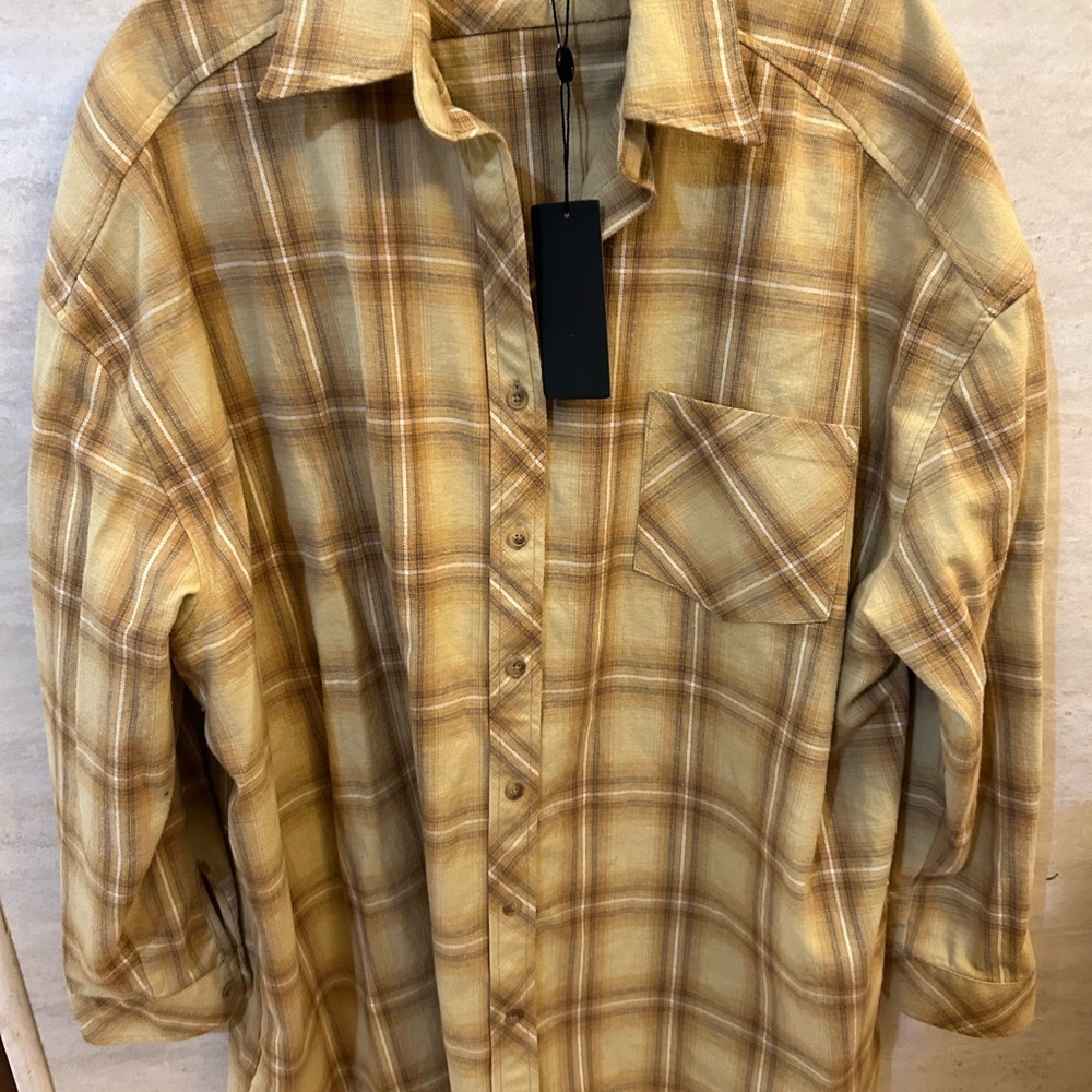 "Gianni Bini" NWT  Twill Easy Long-Sleeve Flannel in Peterson Plaid